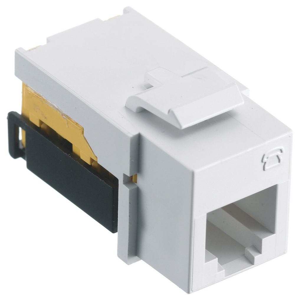 Product image for Hubbell Wiring Devices NSJUW 6-Position White USOC Modular Keystone Jack
