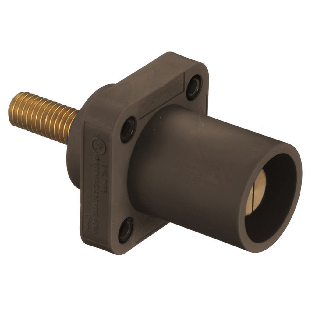 Product image for Hubbell HBLMRSBN 400 Amp 1-Pole Brown Stud Type Male Cam Type Receptacle