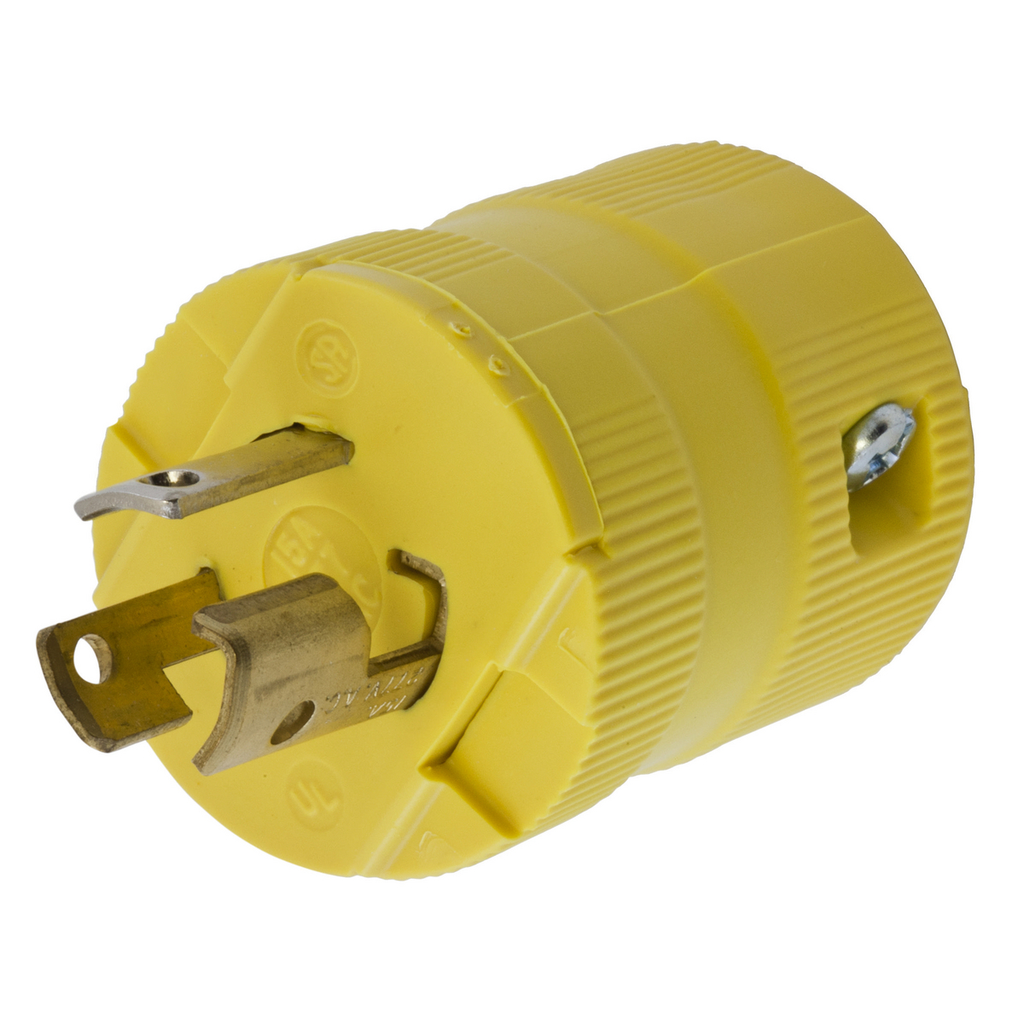 Product image for Hubbell HBL4723VY 15 Amp 125 Volt NEMA L5-15P Yellow Nylon Locking Plug