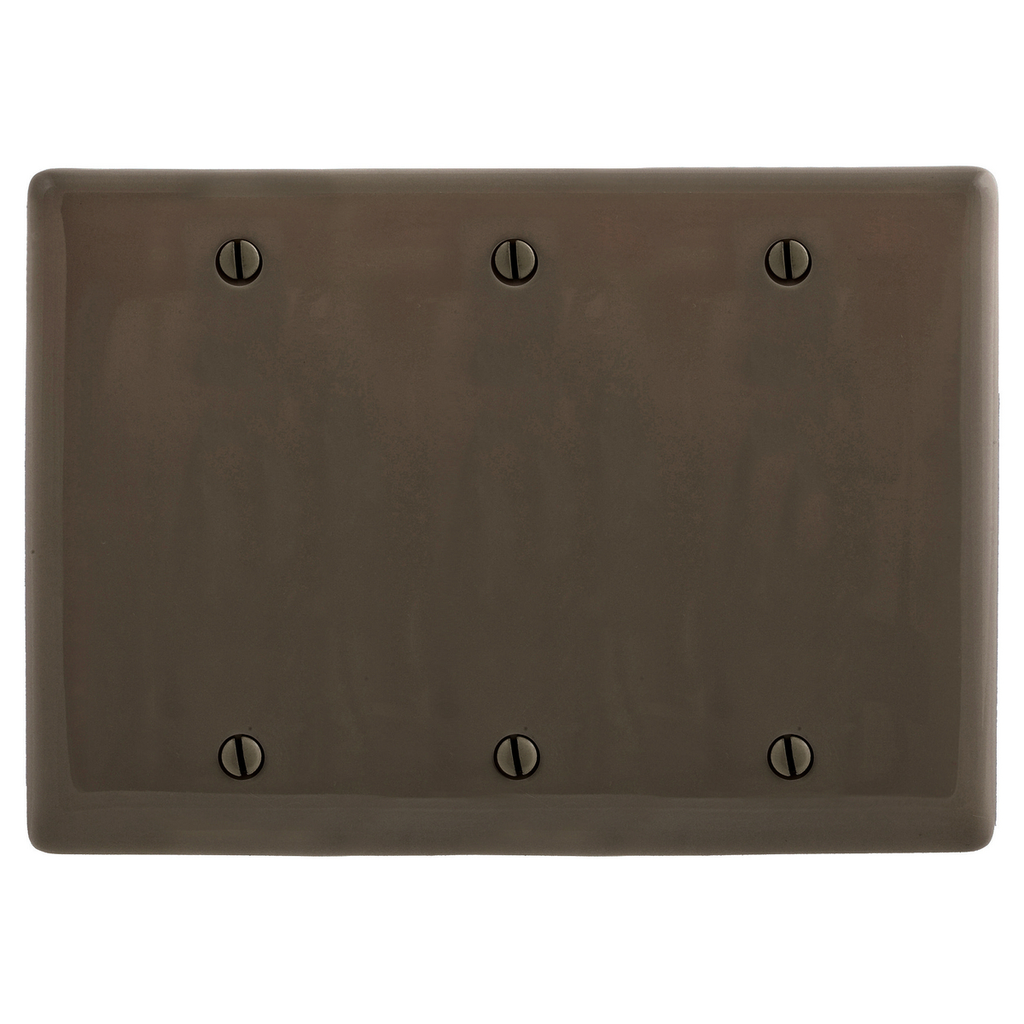 Product image for Hubbell Wiring Devices NP33 3-Gang Brown Nylon Standard 3-Blank Box Mount Wallplate