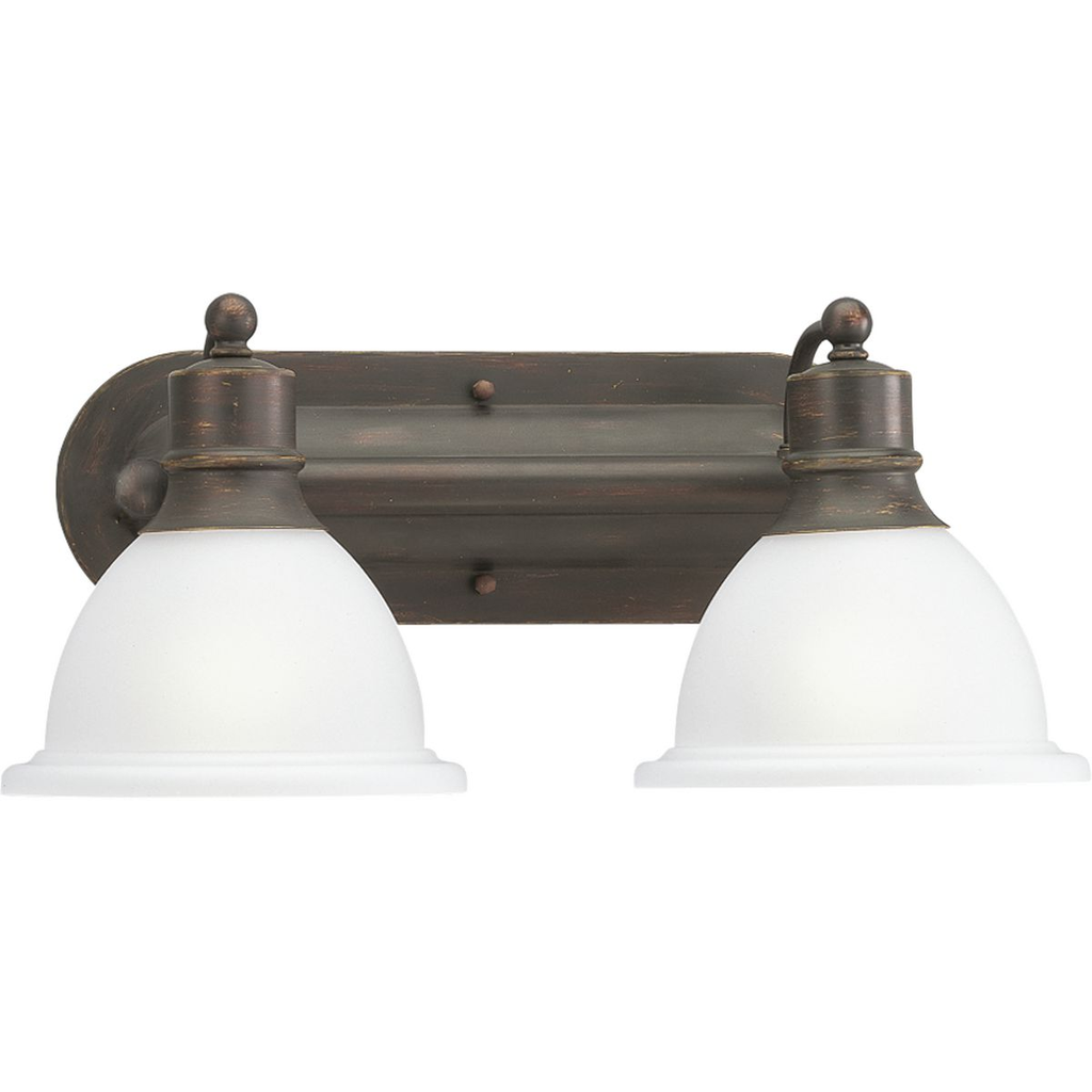 Product image for Progress P3162-20 Madison Collection Two-Light Antique Bronze Etched Glass Traditional Bath Vanity Light