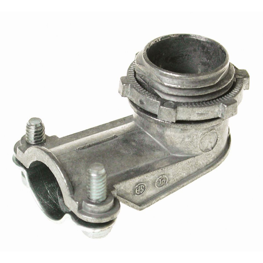 Product image for Raco 2692 1/2" 90 Degree Flex/AC Squeeze Connector, Uninsulated, Die Cast