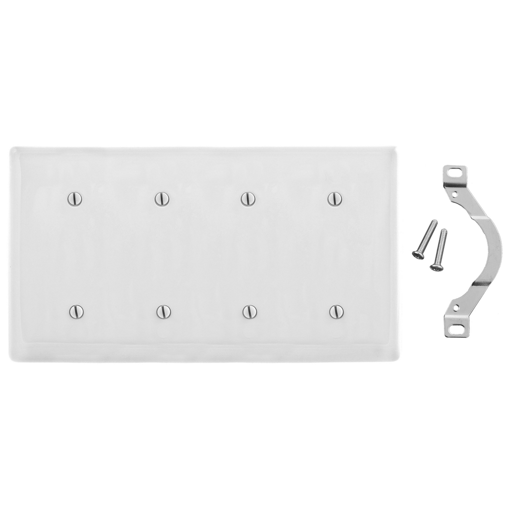 Product image for Hubbell NP44W WALLPLATE, 4-G, 4 STRP MT BLANK, WH
