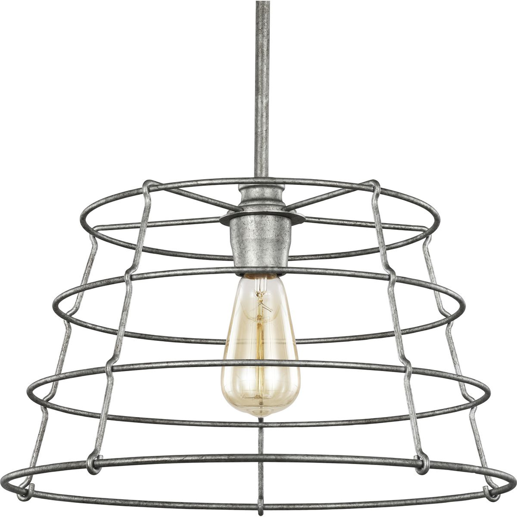 Product image for Progress P500282-141 Chambers Collection One-Light Galvanized Finish Farmhouse Pendant Light