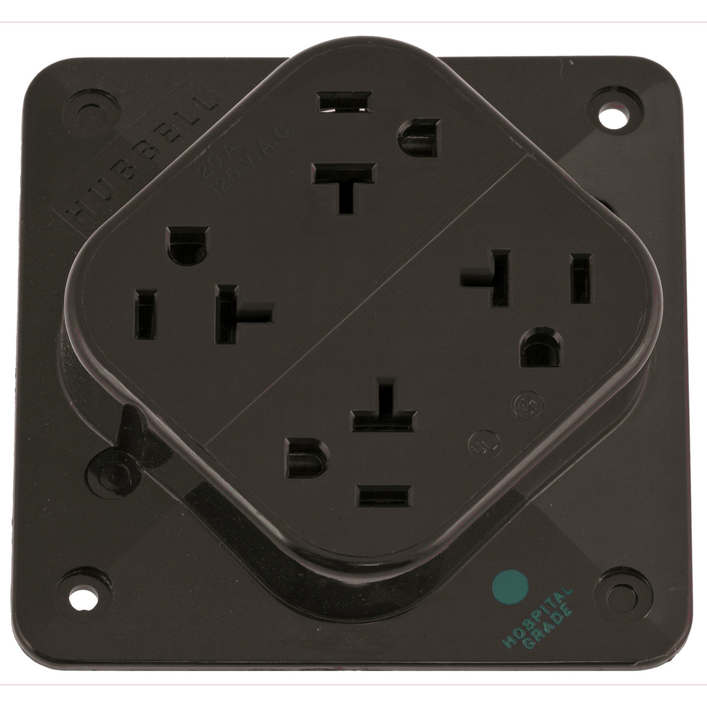 Product image for Hubbell HBL420H4-PLEX HG Receptacle, 20A 125V, 5-20R, BR