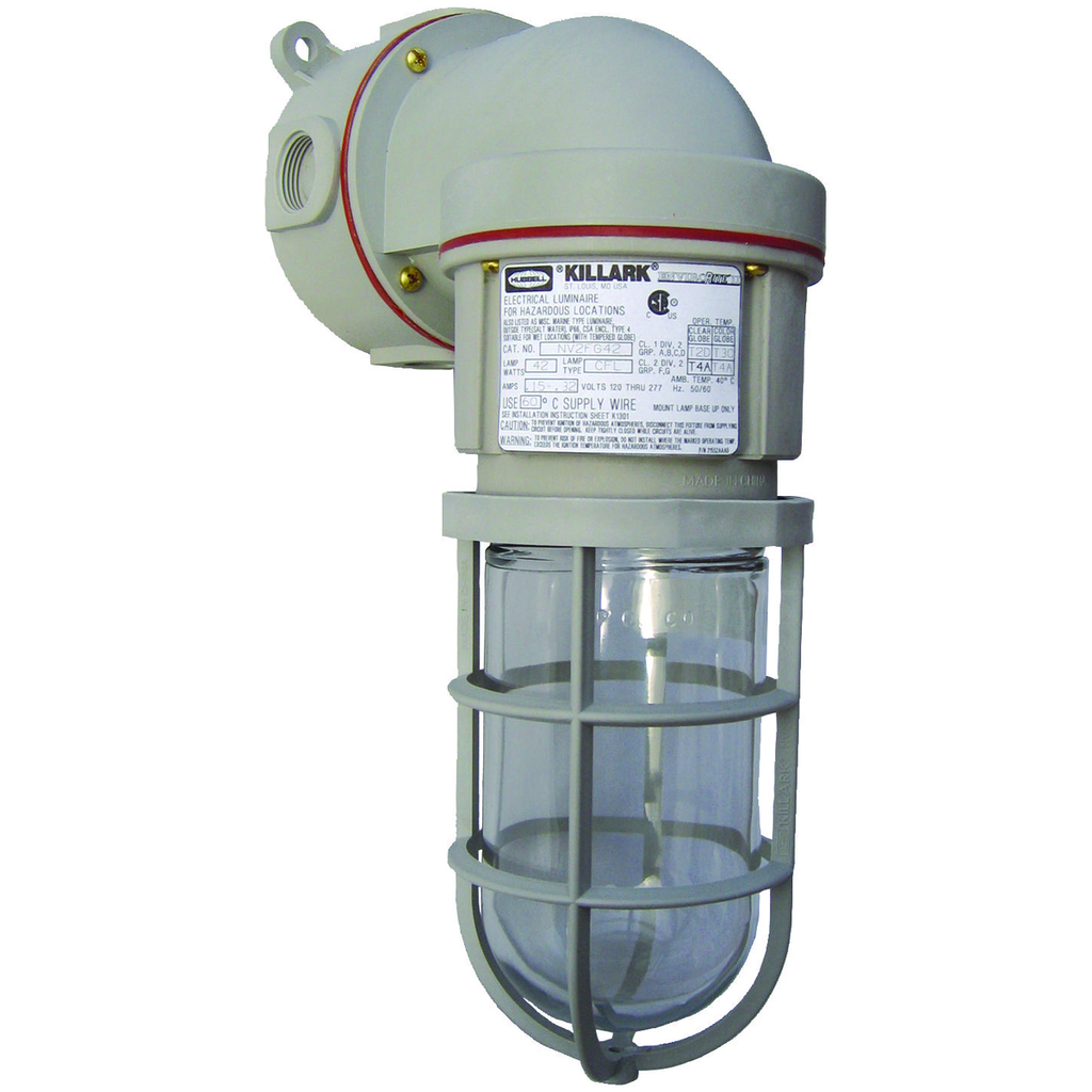 Product image for Killark NV2FG18BSG 18W 120-277V Fluorescent Wall Mount with Standard Globe and Guard