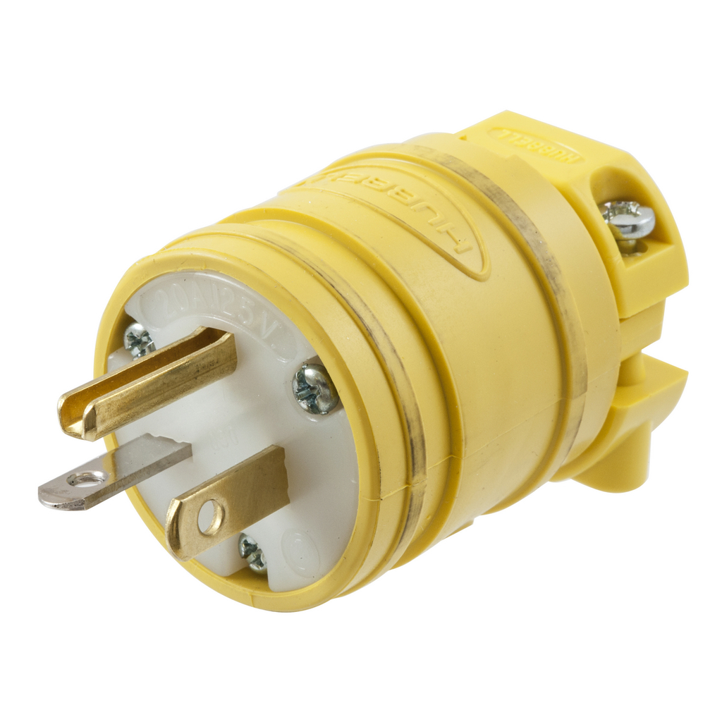 Product image for Hubbell HBL1433 20 Amp 125 Volt 2-Pole 3-Wire NEMA 5-20P Yellow Straight Blade Plug