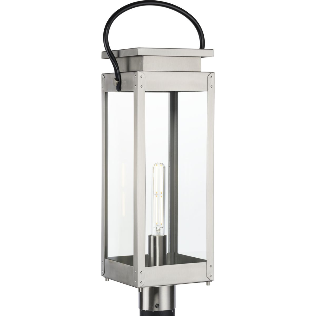 Product image for Progress P540046-135 Union Square Collection One-Light Stainless Steel and Clear Glass Outdoor Post Lantern