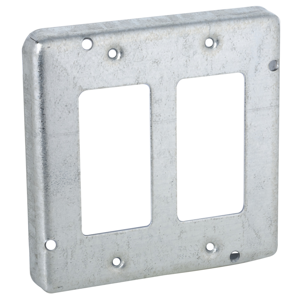 Product image for Raco 857 4-11/16" Square Exposed Work Cover, (2) GFCI Devices, Steel