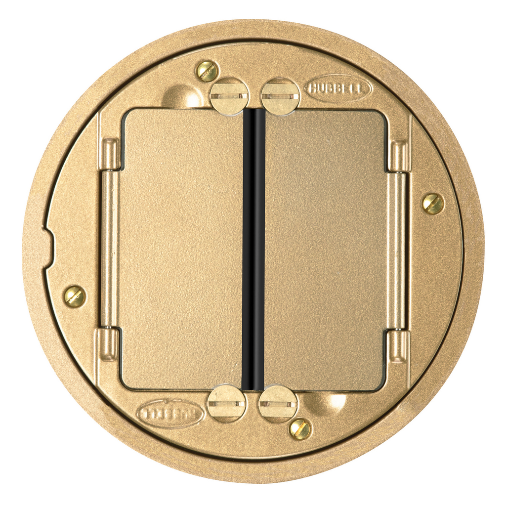 Product image for Hubbell S1TFCBRS SystemOne Brass Finish Universal Cover for Tile Assembly