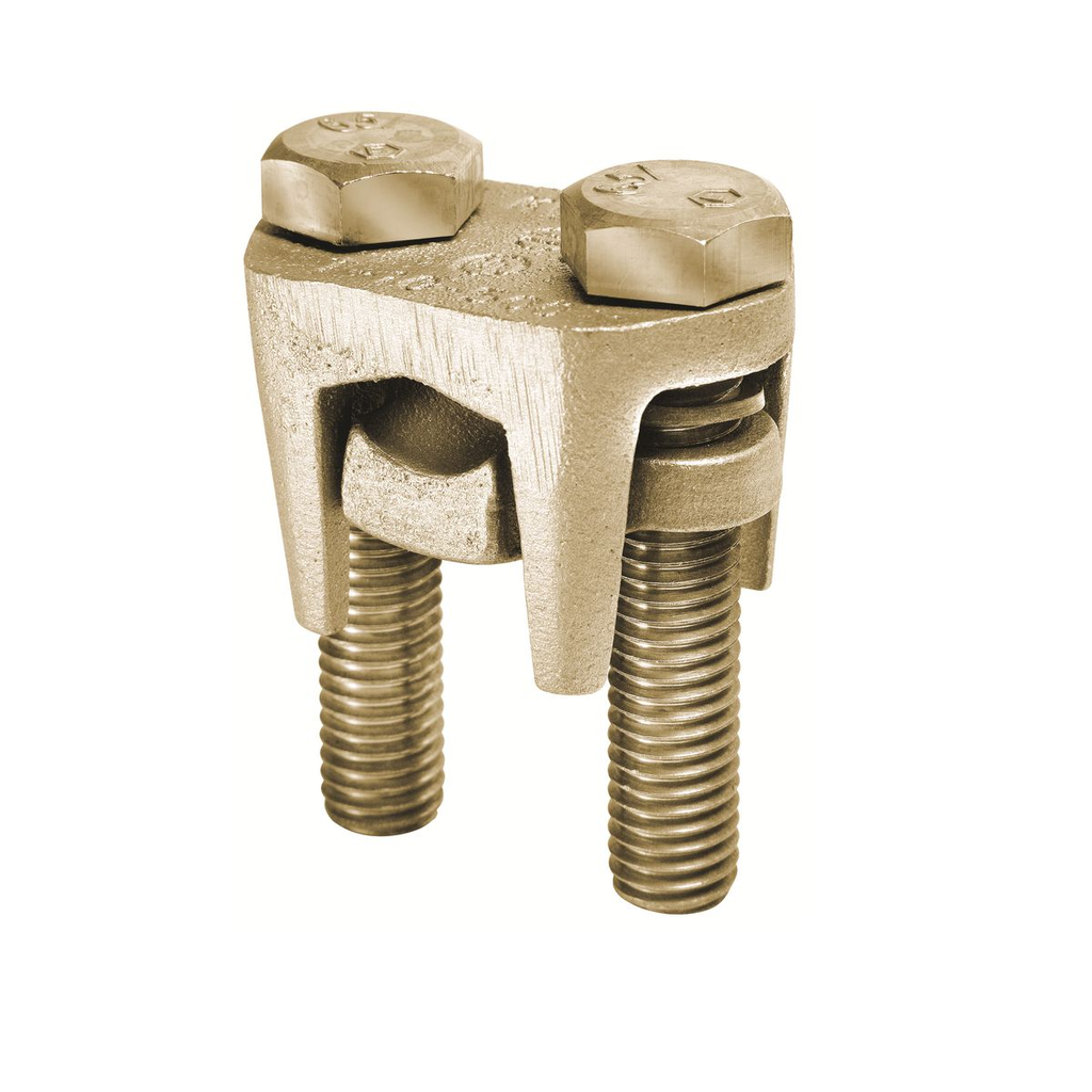 Product image for Burndy KVS28 Compact, two-piece, high strength, high copper alloy OKLIP recommended for heavy duty connections Neoprene rings hold DURIUM bolts in place during installationInstalled with ordinary wrenchRecommended tightening torque:250 in-lb