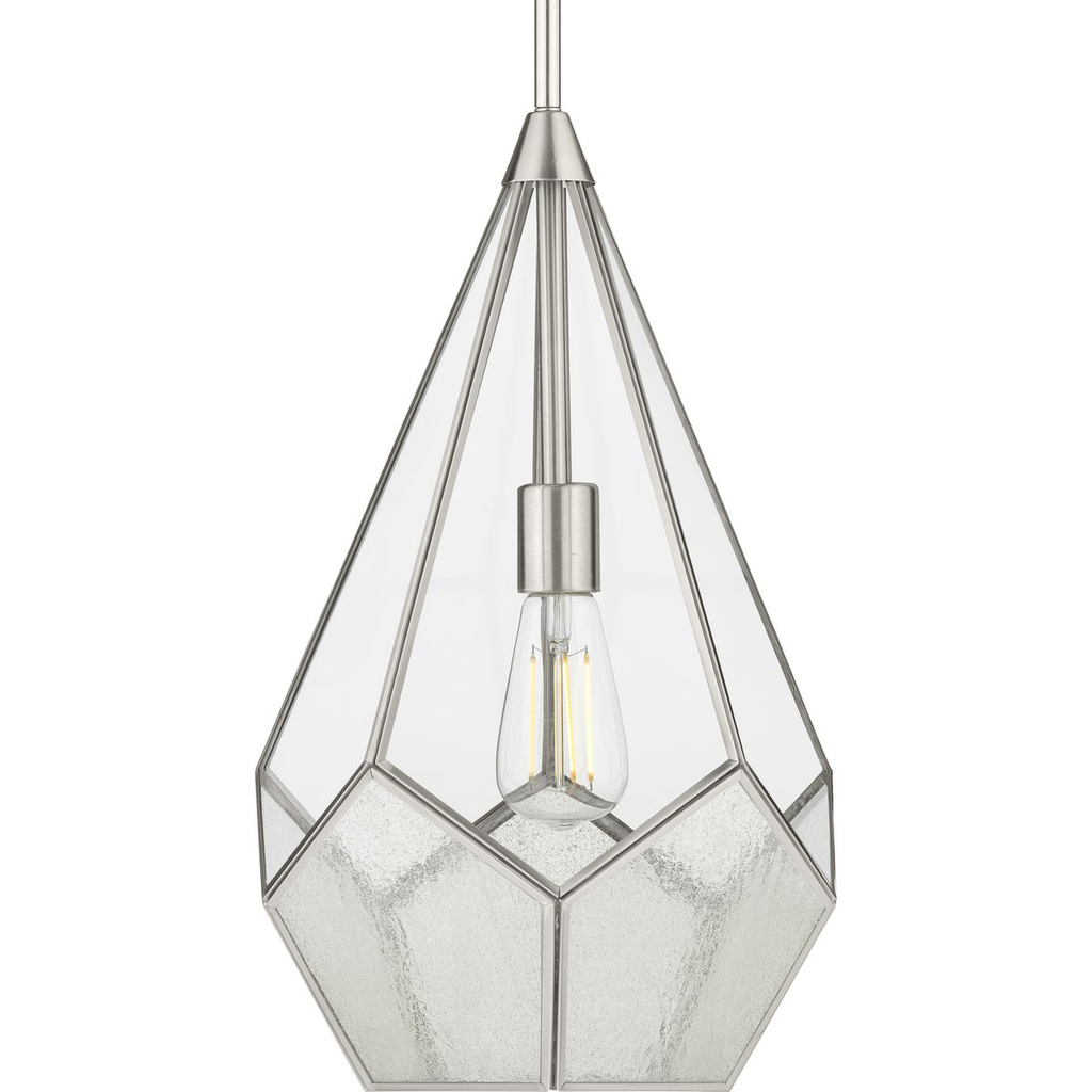 Product image for Progress P5319-09 Cinq Collection One-Light Brushed Nickel Clear Glass Global Pendant Light