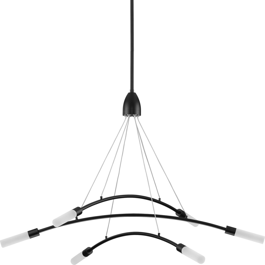 Product image for Progress P400263-031-30 Kylo LED Collection Six-Light Matte Black and Frosted Acrylic Modern Style Chandelier Light