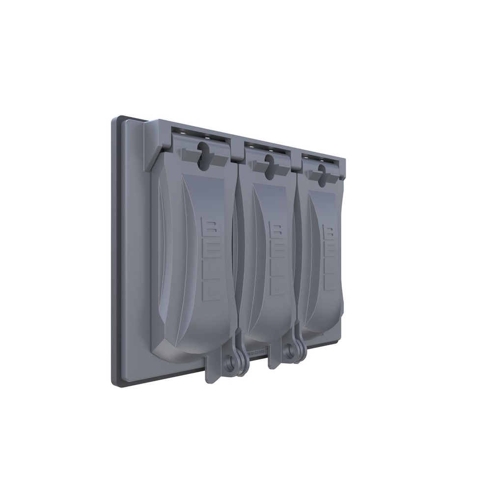 Product image for Bell MX3050S 3-Gang Flip Weatherproof Cover, Vertical/Horizontal, 3-Device, 125-in-1, Gray