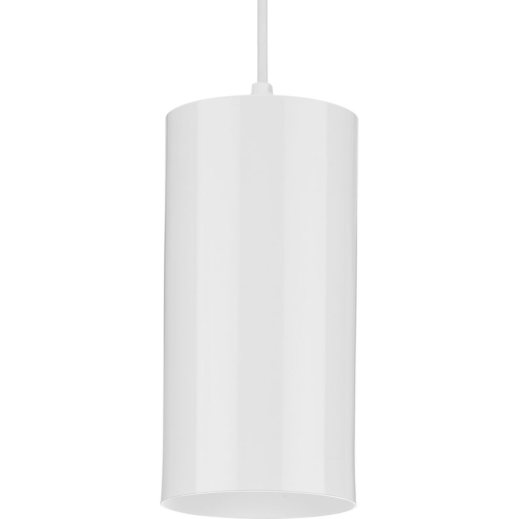 Product image for Progress P500356-030 6" White Outdoor Aluminum Cylinder Cord-Mount Hanging Light