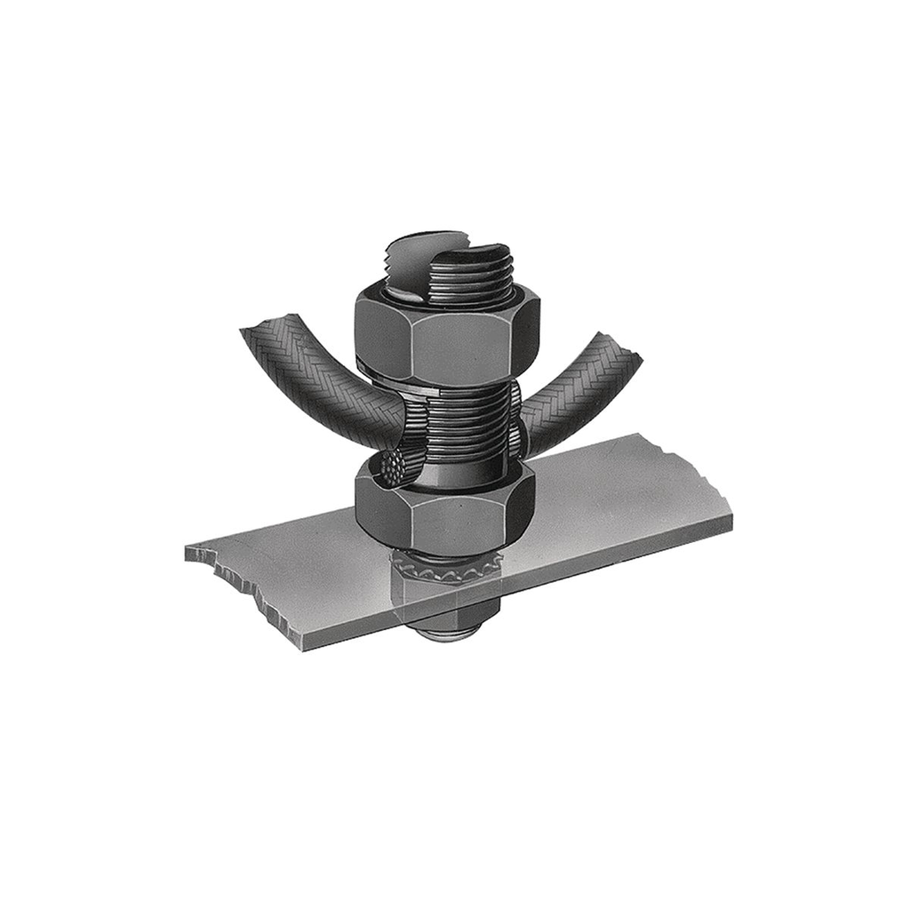 Product image for Burndy K2C22B1 Mechanical Grounding Connector, 2 Cables to Flat, 10 - 3 AWG (Str) / 10 - 2 AWG (Sol)