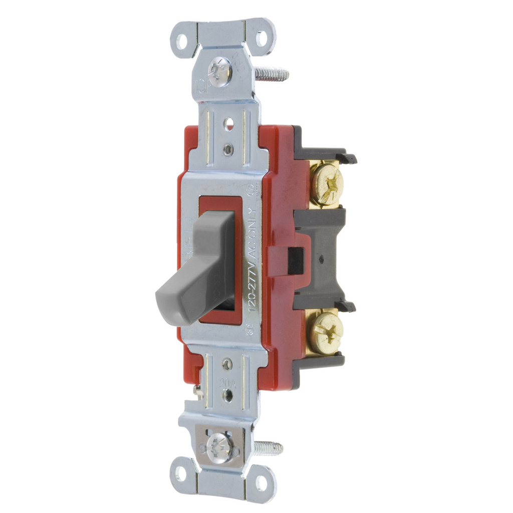 Mayer-DDS-Switches and Lighting Controls, Hubbell- PRO Series, Toggle Switches, General Purpose AC, Four Way, 20A 120/277V AC, Back and Side Wired, Gray-1