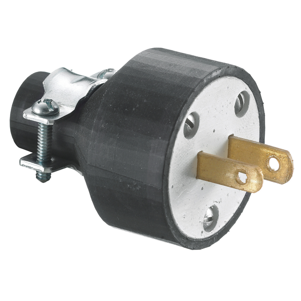 Product image for Hubbell RP648 Plug, 1-15P, 15A 125V, 2W, .40" CORD, WH