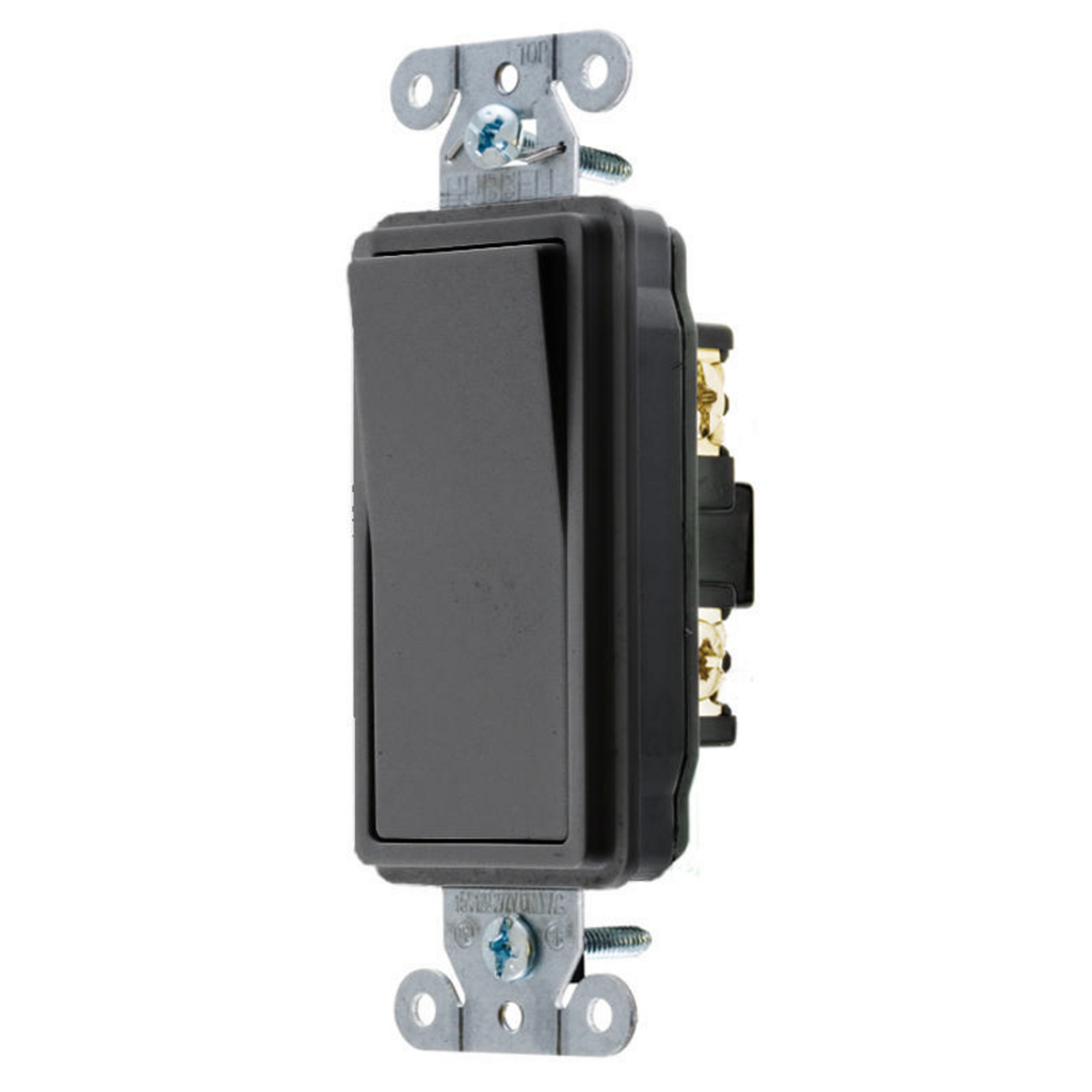 Product image for Hubbell DS120BK 20 Amp 120/277 VAC 1-Pole Black Rocker Switch
