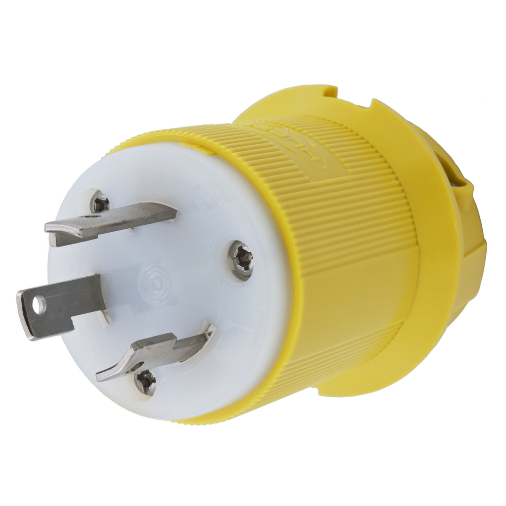 Product image for Hubbell HBL26CM11 30A 125V Twist-Lock INSULGRIP Yellow Nylon Plug - Corrosion Resistant