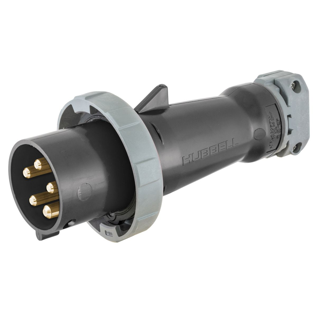 Product image for Hubbell HBL560P5W Pin & Sleeve Male Mating Plug, 60A 4P5W, 3ØY 347/600V, IP68, IP69K