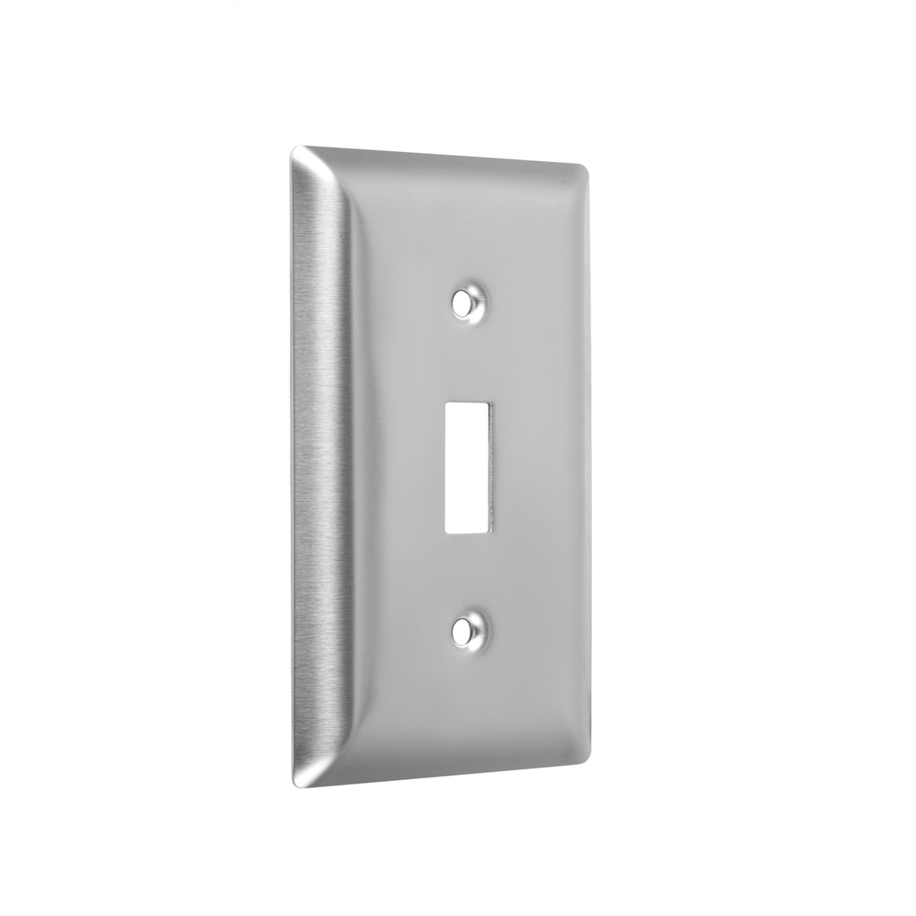 Product image for Taymac WSS-T 1-Gang Metal Wallplate, Standard, Toggle, Stainless Steel