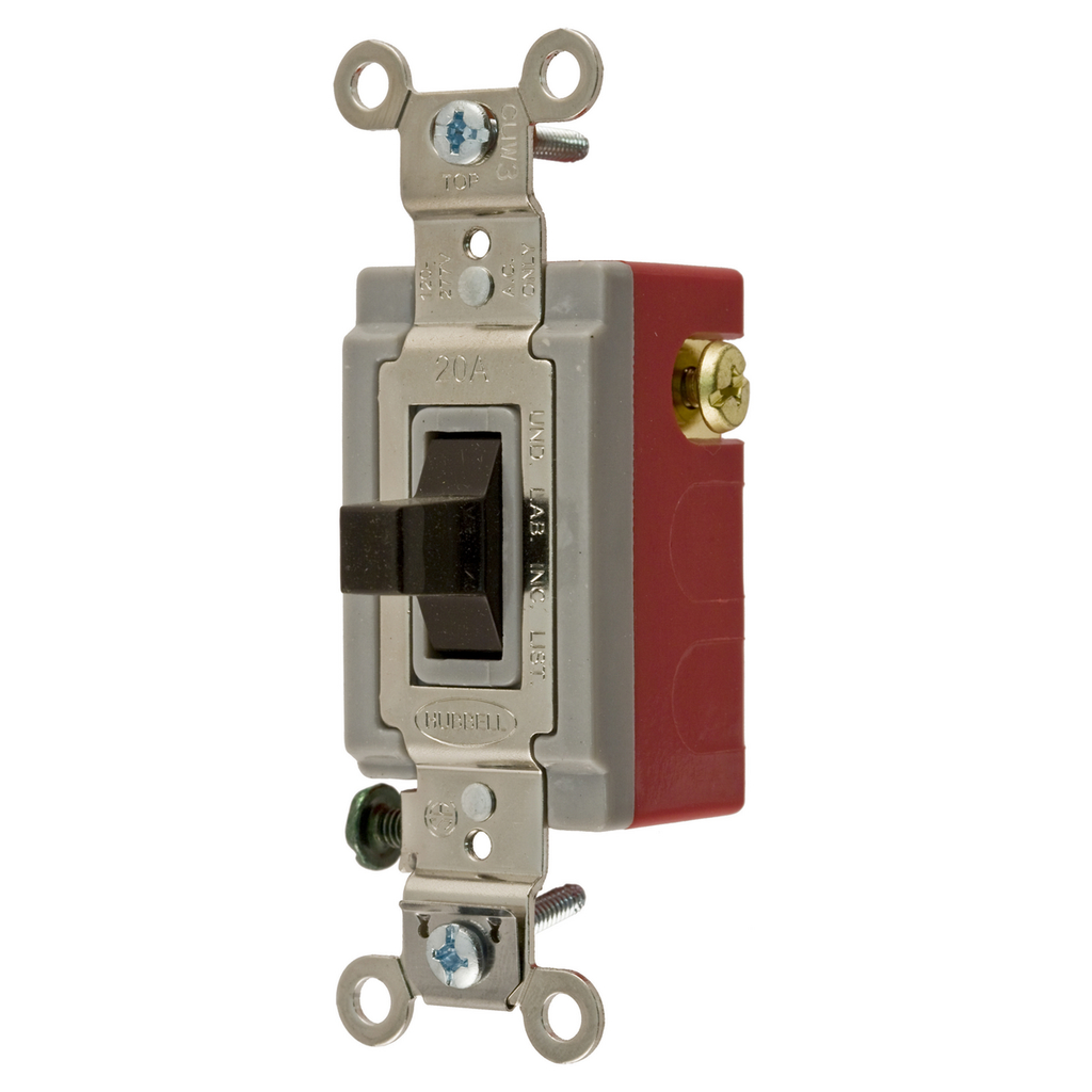 Product image for Hubbell HBL1557 20 Amp 120/277 VAC SPDT Brown Toggle Switch