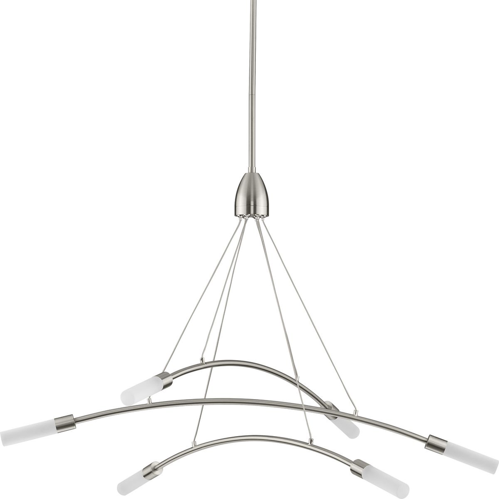 Product image for Progress P400263-009-30 Kylo LED Collection Six-Light Brushed Nickel and Frosted Acrylic Modern Style Chandelier Light