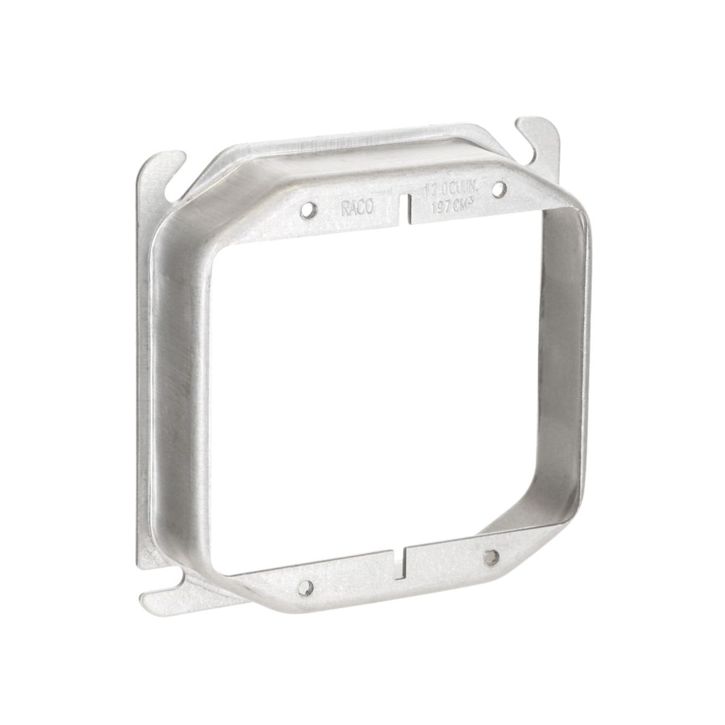Product image for Raco 780 4" Steel Square Mud-Ring, For 2 Devices, Raised 1"