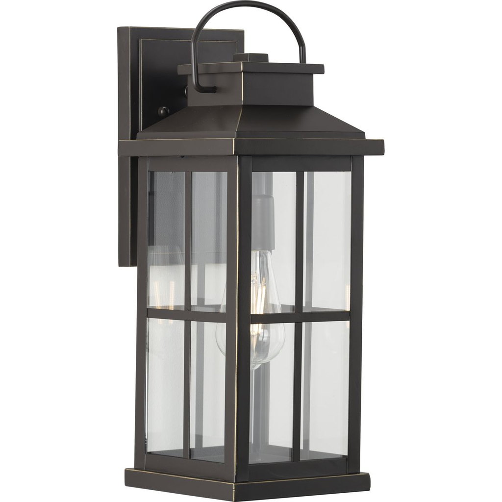 Product image for Progress P560266-020 Williamston Collection One-Light Antique Bronze and Clear Glass Transitional Style Large Outdoor Wall Lantern