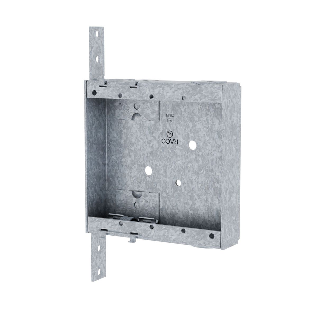 Product image for Raco 418 4" x 4" Switch Box, Nongangable, 1" Deep, Two 1/2 in KO's & NMSC Clamps