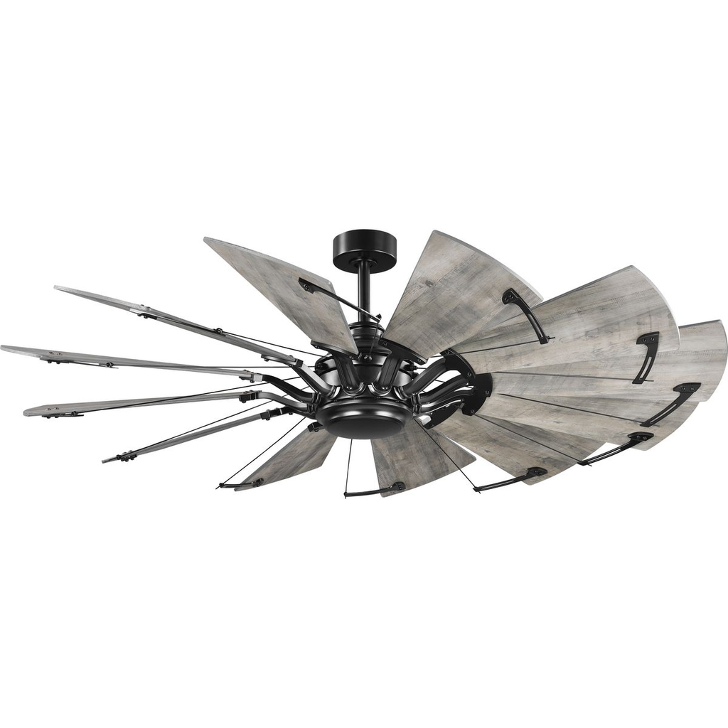 Product image for Progress P250000-31M Springer Collection 60-Inch 12-Blade Matte Black DC Motor Farmhouse Windmill Ceiling Fan