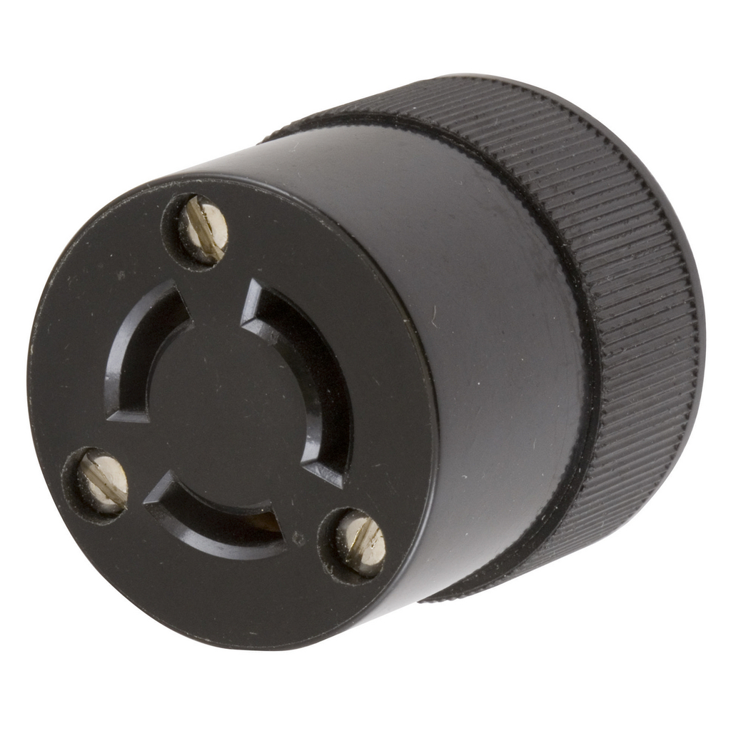 Product image for Hubbell Wiring Devices HBL7555 10 Amp 250 VAC 3-Pole 3-Wire Non-NEMA Black Straight Blade Connector
