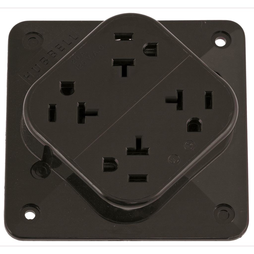 Product image for Hubbell HBL420 4-PLEX 125 Volt 20 Amp 5-20R NEMA Brown Receptacle