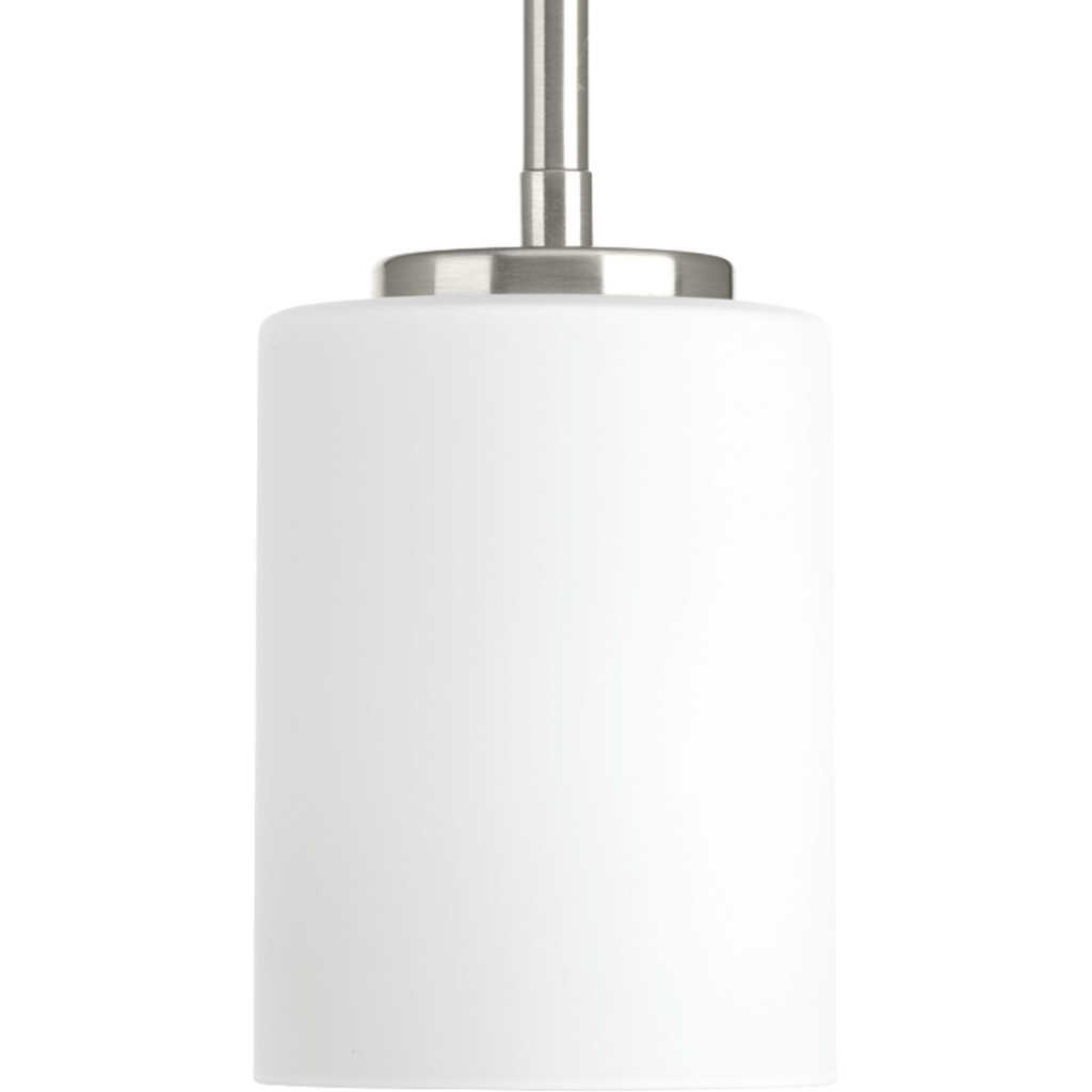 Product image for Progress P5170-09 Replay Collection One-Light Brushed Nickel Etched White Glass Modern Mini-Pendant Light
