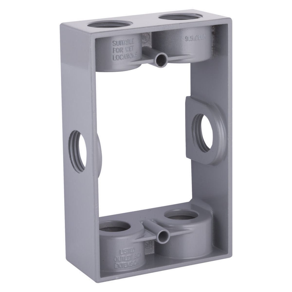 Product image for Bell 5400-0 1-Gang Weatherproof Extension Adapter, Six 1/2 in. Threaded Outlets, Gray