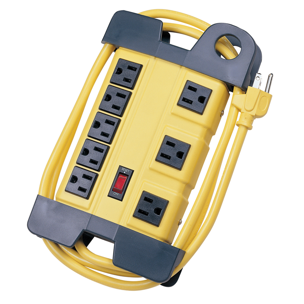 Product image for Hubbell Wiring Devices HBL8PS350YL 6 Foot 8 Outlet Yellow Surge Protection Plug Strip