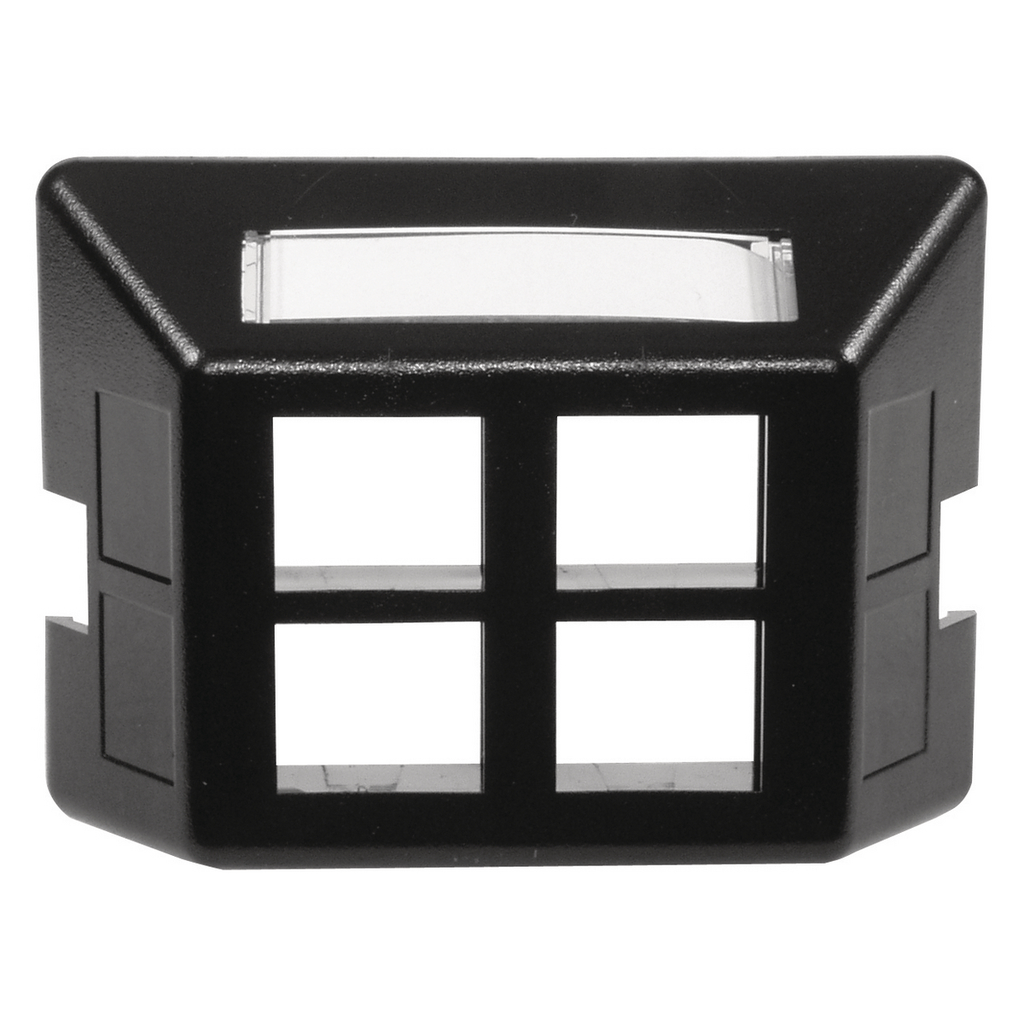 Product image for Hubbell Wiring Devices FP4BK 2.71 x 1.38 Inch Opening Black 4-Port Furniture Plate