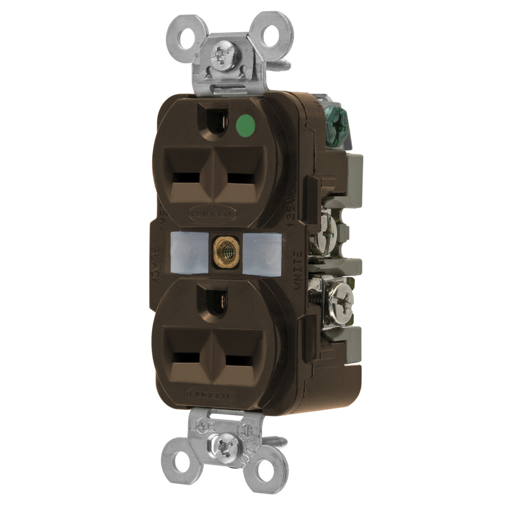 Product image for Hubbell HBL8600DUP Receptacle, HG, 15A 250V, 6-15R, BR