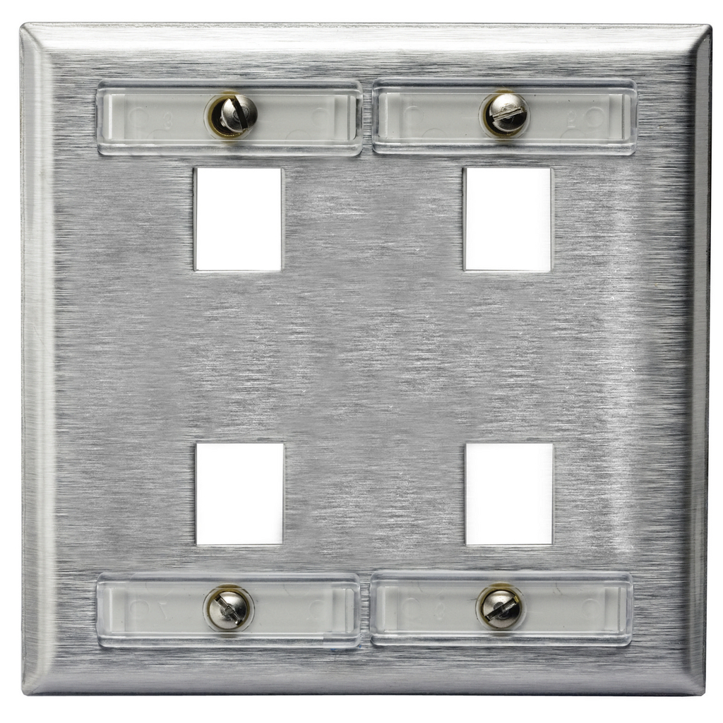 Product image for HPW SSFL24 PLATE, WALL,SS,2-G,4PORT
