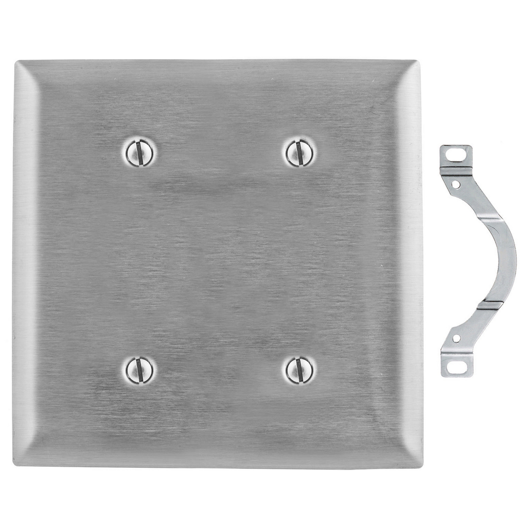 Hubbell SS24L WALL PLATE, 2G, BLNK, STRP, 430SS Cooper Electric
