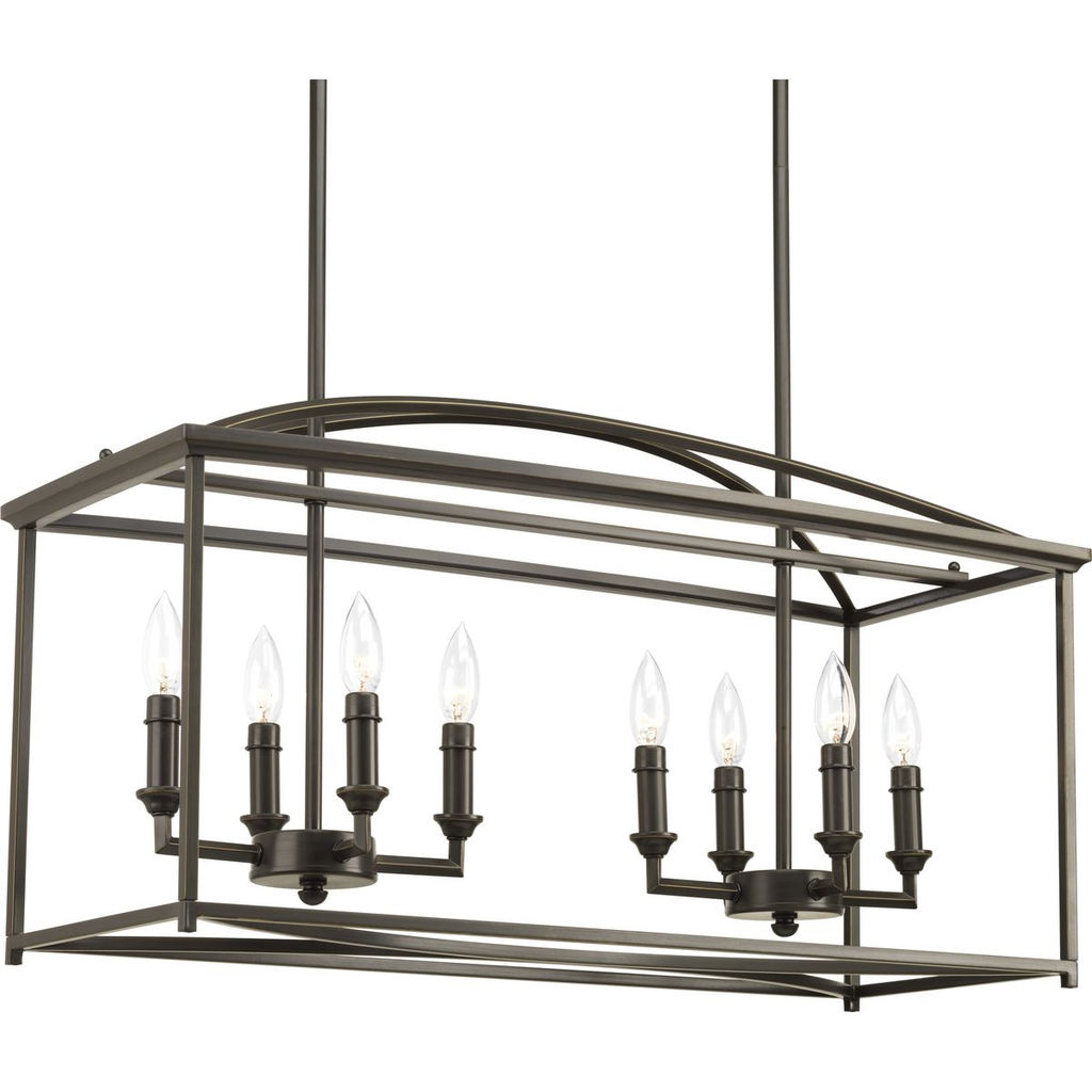 Product image for Progress P400033-020 Piedmont Collection Eight-Light Antique Bronze Farmhouse Chandelier Light