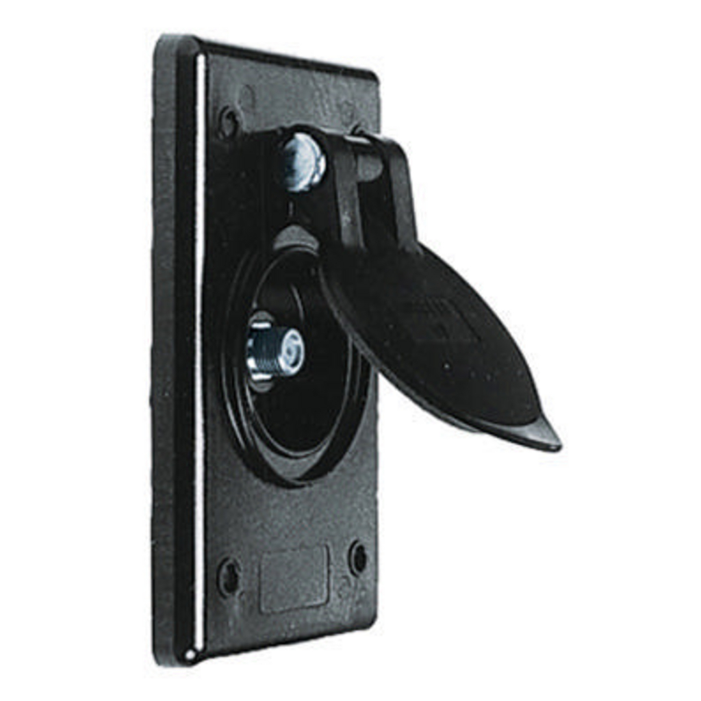 Product image for Hubbell TV97 Marine Cable TV Outlet, Corrosion Resistant, Black