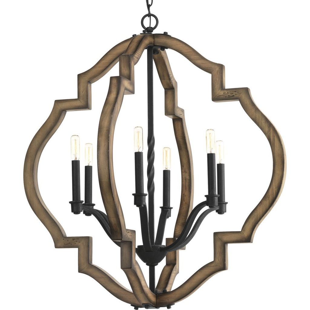 Product image for Progress P4767-71 Spicewood Collection Six-Light Gilded Iron Farmhouse Chandelier Light