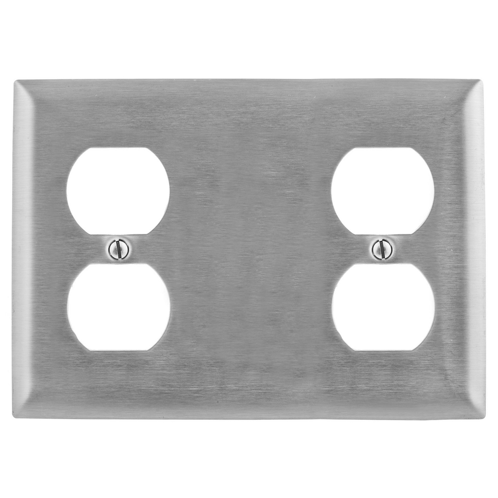 Product image for Hubbell SS8147 WALLPLATE, 3-G, DUP/BLANK/DUP, SS