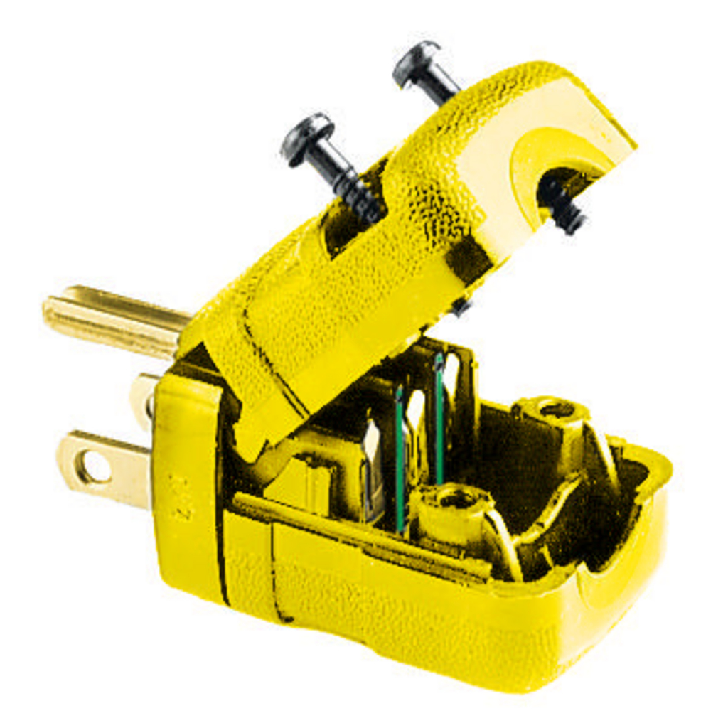 Product image for Hubbell HBL5966VY 15 Amp 125 Volt 2-Pole 3-Wire NEMA 5-15P Yellow Nylon Straight Blade Plug