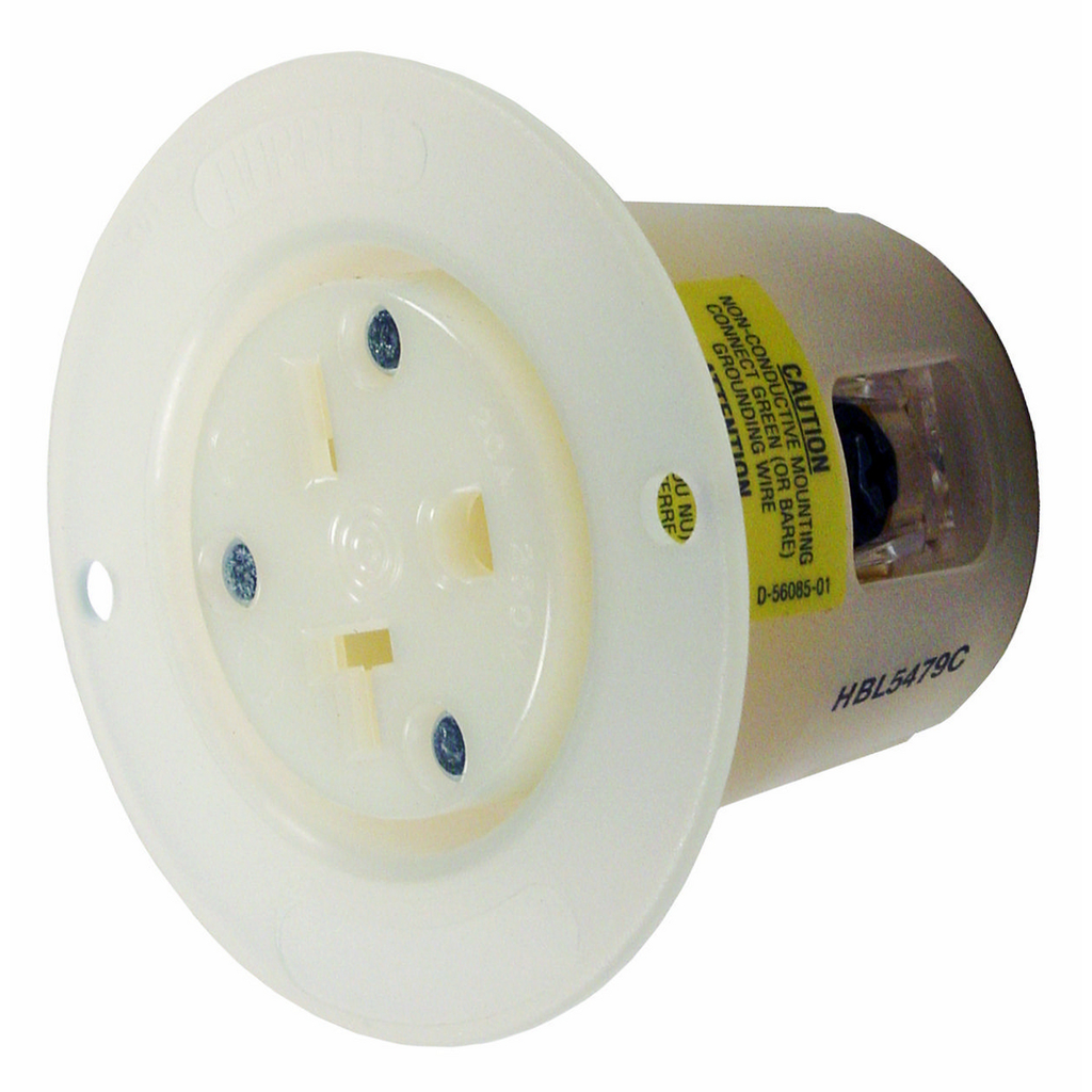 Product image for Hubbell HBL5479CFlanged-Receptacle, 20A 250V, 6-20P, WH