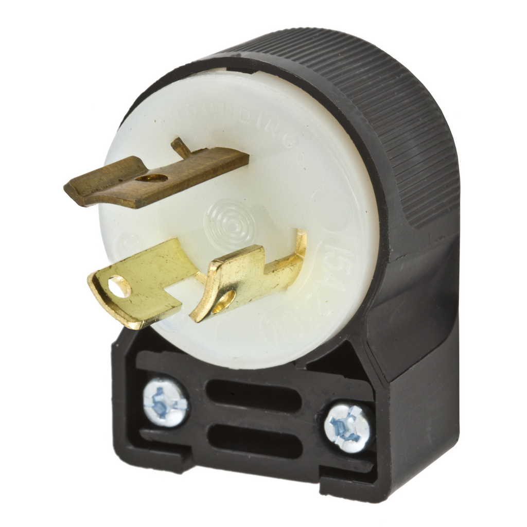 Product image for Hubbell HBL4570CA 15 Amp 250 Volt Black/White L6-15P Locking Angled Plug