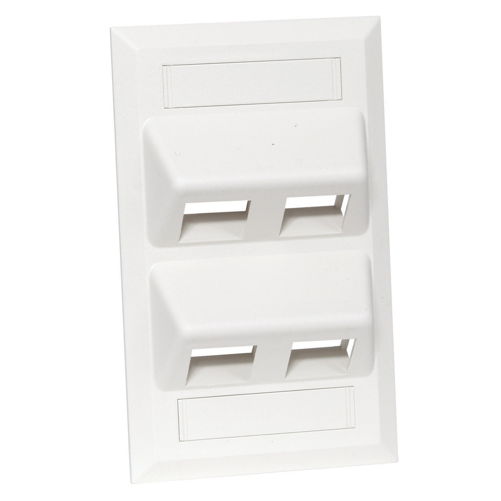 Product image for Hubbell AFP14W 4-Port White Angled Plate