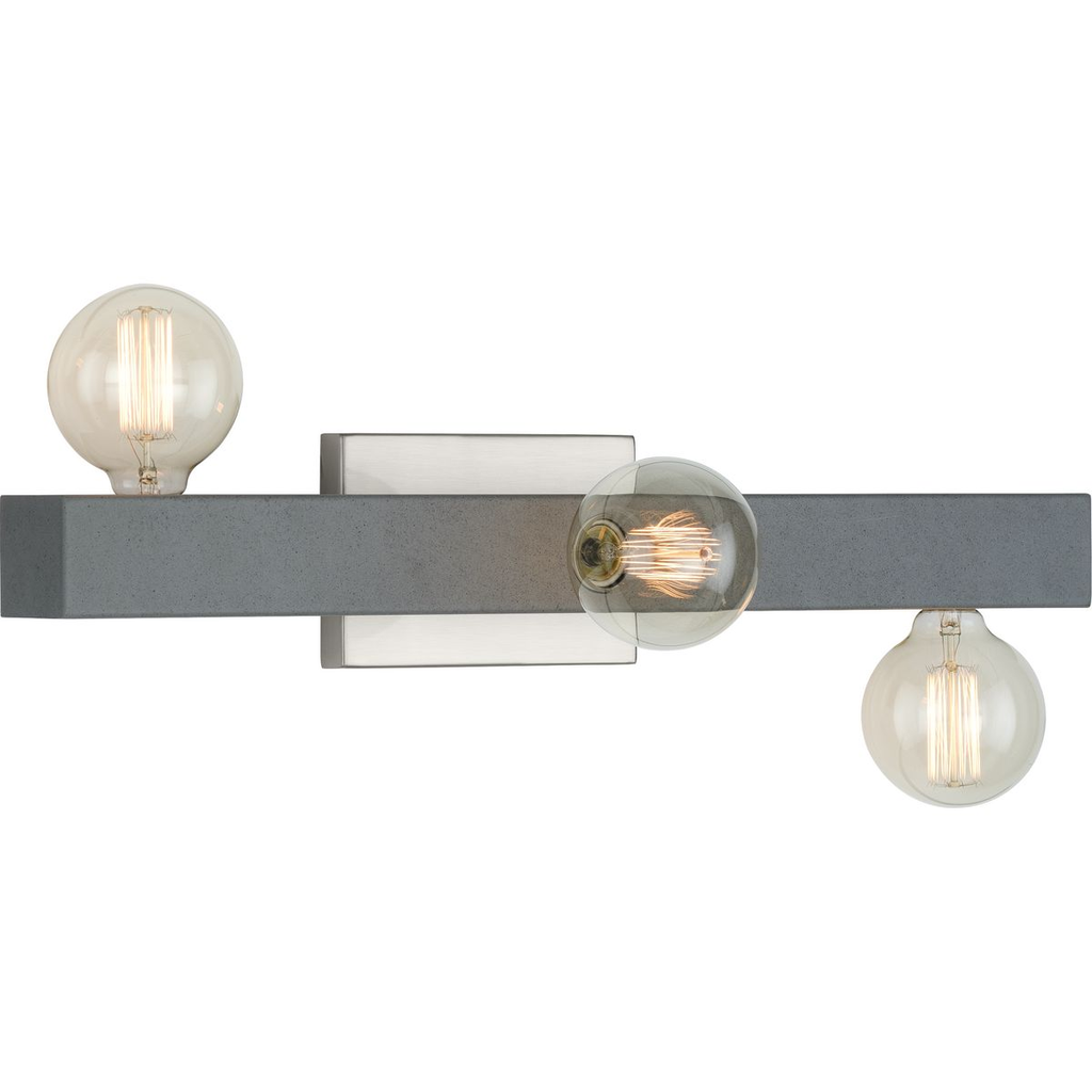 Product image for Progress P300319-009 Mill Beam Collection Three-Light Brushed Nickel Industrial Style Bath Vanity Wall Light